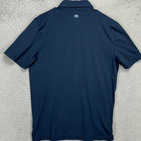 Travis Mathew Mens Golf Polo Shirt Medium Navy Blue Rugby Short Sleeve Stretch